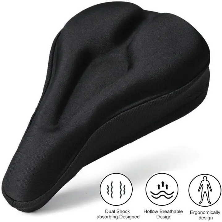 Cubierta de sillín de bicicleta, cojín de sillín de bicicleta de gel de silicona y cómodo para montaña, bicicleta de carretera, para hombres y mujeres - 1