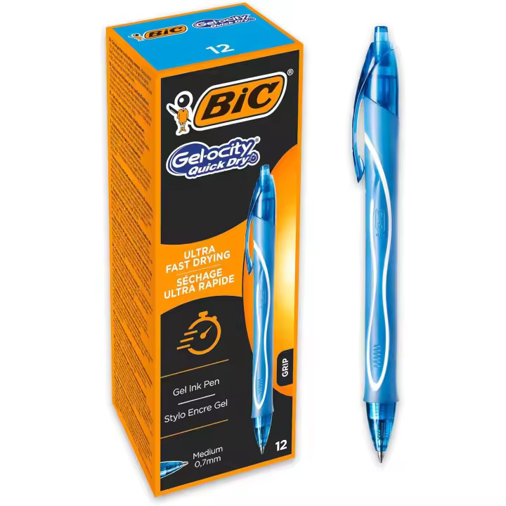 BIC Gel-ocity Quick Dry Bolígrafo Tinta en Gel Punta Media 0,7mm Turquesa (Caja de 12 Uds.) - 1