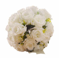 Bouquet De Novia Y Damas De Honor En Poliéster Blanco Flores Artificiales Rosas Accesorios De Boda Boutonniere Para Novio - details 9