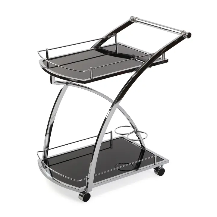 Versa Driana Carro para la Cocina, el Salón o el Comedor , Moderna Camarera, , Medidas (Al x L x An) 73 x 46 x 66 cm, Cristal y Metal, Color Negro - 1