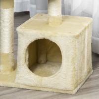 PawHut Árbol Rascador para Gatos 81,5 cm Torre para Gatos con Postes de Sisal 2 Plataformas Cueva y Bola Colgante Estilo Elegante 50x30x81,5 cm Beige - details 3
