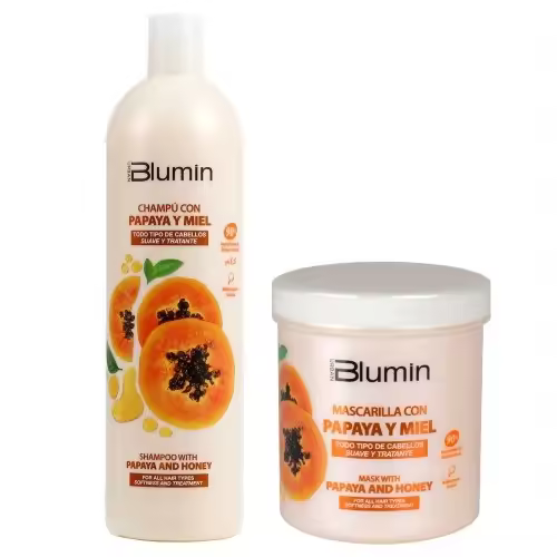 Tahe Pack Blumin Papaya y Miel / Champú 1000  ml + Mascarilla 700 ml / Nutre y repara de raíz a puntas. - 1