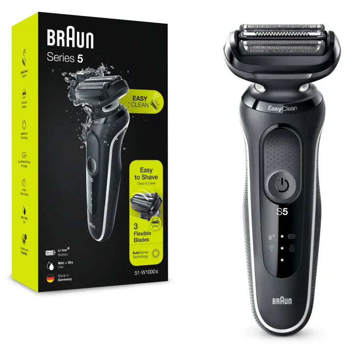 Braun Series 5 51-W1000s - Afeitadora eléctrica para hombre, EasyClean, uso en seco y en mojado, recargable, inalámbrica - 1