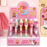 6pcs Bolígrafos De Gel Kawaii Con Animal De Peluche Rosa 0.5mm Tinta Negra Regalo Promocional Para Escuela Y Oficina - details 0