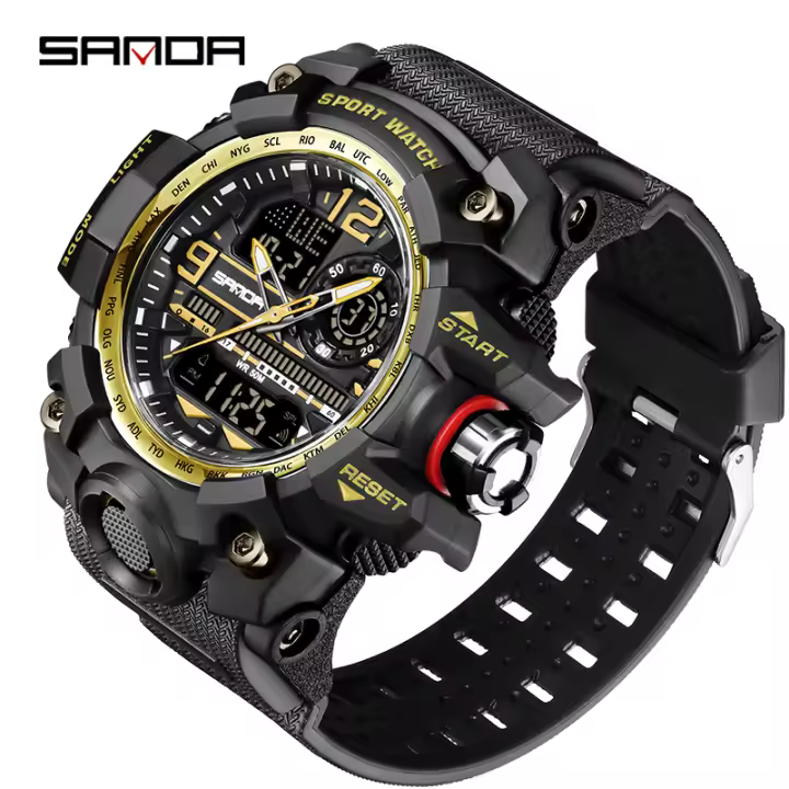 Reloj Deportivo De Estilo Militar G-Serie SANDA Para Hombres Resistente Al Choque Y Al Agua Con Pantalla Analógica Y Digital Relogios Electrónicos Para Hombre - 1