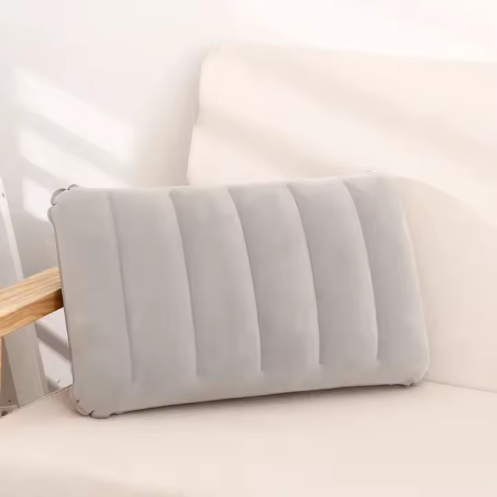 Almohada De Viaje Inflable Ultraligera De 47x30cm Para Camping Playa Descanso Con Tela Flocada Cuadrada Adaptada Para Napping Y Trabajo En Mesa - 1