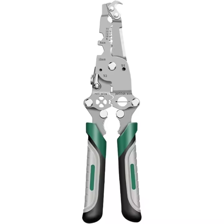 Pelacables plegable 18 en 1, pelacables profesional plegable multifuncional, alicates eléctricos, pelacables, engarzadora, cortador de cables, alicates para cortar y tirar de cables, tijera para cables B - 1