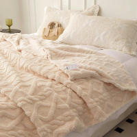 Manta De Terciopelo Coral Suelta 1pc Ligera Y Multifuncional Para Cubierta De Cama Sala De Estar Sofá Manta Para Siesta - details 0