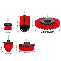 Kit De 5 Pinceles Rojos Para Taladro Eléctrico Limpieza De Coche Baño Y Cocina Cepillo Suave Herramientas De Cuidado Del Automóvil - details 1
