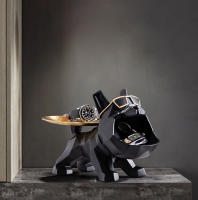 Estatua De Bulldog De Resina Para Almacenamiento De Llaveros Y Joyería Con Bandeja Butler De Animal Decoración De Habitación Estilo Moderno - details 0