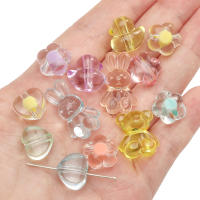 20Pcs Bolas De Acrílico Transparentes Y Liso En Colores Variados Corazón Y Flor Para DIY Producción De Pulseras Y Accesorios - details 2