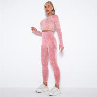SSITO Conjunto de Yoga sin Costura para Mujer, trajes Deportivos para Fitness, ropa de Gimnasio, Top Short de manga Largo, camisas, Mallas para Corver High, pantalones de entrenamiento - details 13