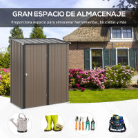 Outsunny Caseta de Jardín 1,34 m² 161,5x94,5x196 cm Cobertizo Exterior de Acero Galvanizado con Puerta y Cerradura para Almacenamiento de Herramientas Marrón - details 3