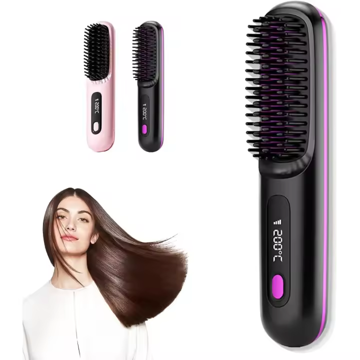 Plancha de pelo portátil - Plancha de pelo inalámbrica - Calentamiento rápido - Pantalla LED - Temperatura de 160 a 200 grados - Recargable - Plancha de pelo - 1