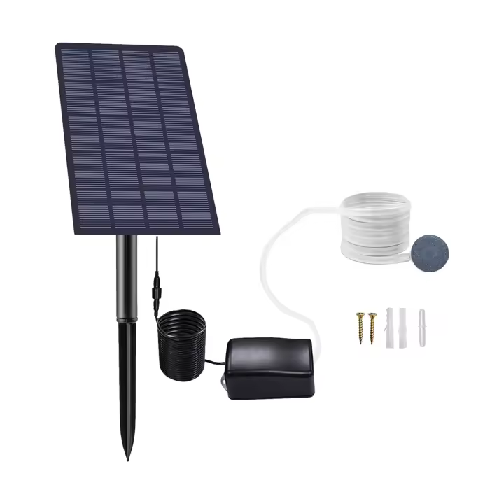 Bomba De Oxígeno Solar De 2.5W Para Acuario Con Tubo Y Piedras De Burbujas Aerator Para Tanque De Peces Instalación Inalámbrica - 1