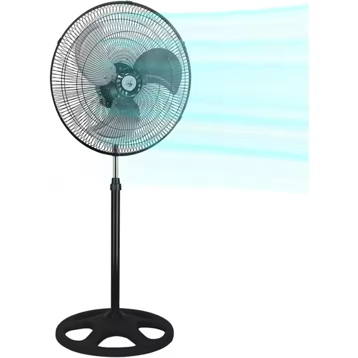 Ventiladores de Pie Potentes 18 "80W 3 Velocidades Oscilante Ventilador with Base Estable Altura Regulable (110-130cm) Rejilla Desmontable para Oficina Talleres Residencial (Negro-18in) - 1