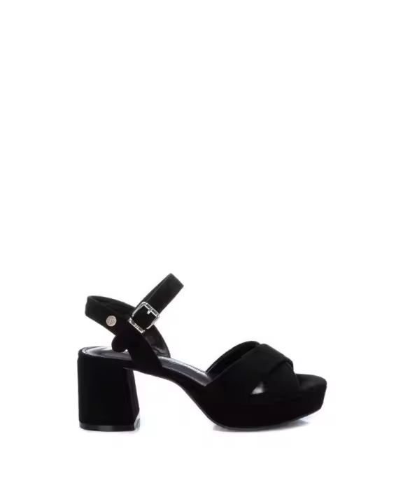Xti - Sandalia de Tacón Mujer - Negro - Antelina - Hebilla - Tacón Ancho 7 Cm - 1