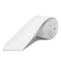 Ociodual Corbata estrecha de poliester unisex para eventos color Blanco textura fina - details 1