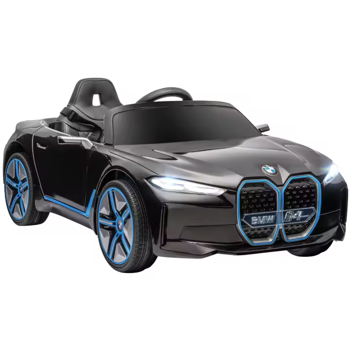 HOMCOM Coche Eléctrico para Niños 37-72 Meses Autorización BMW I4 Coche de Batería 12V con Control Remoto Música MP3 Pantalla Luces y Cinturón de Seguridad 115x67x45 cm - 1