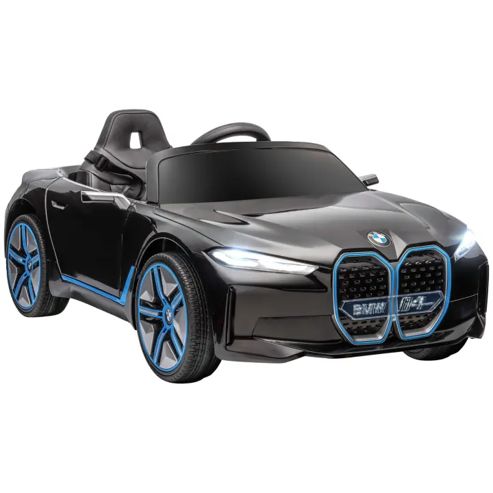 HOMCOM Coche Eléctrico para Niños 37-72 Meses Autorización BMW I4 Coche de Batería 12V con Control Remoto Música MP3 Pantalla Luces y Cinturón de Seguridad 115x67x45 cm - 1