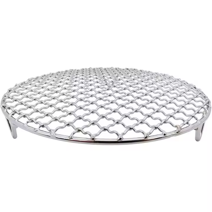 Pinzas para asar de acero inoxidable 304 de Korean Barbecue Network, parrilla redonda con pie plateado de 18 cm - 1