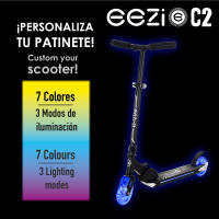 Patinete 2 ruedas negro plegable c/luces personalizables EEZI - details 1