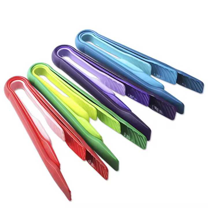 Juego de tres piezas de pinzas para pan de colores de 6, 8 y 10 pulgadas, pinzas para alimentos de material PP, pinzas para alimentos de cocina, verduras y pasteles - 1