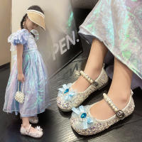 Sandalias Para Niñas De Cuero Glitón Y Diamantes Con Lazo Azul Y Rosa Antideslizantes Tallas 3-12 Años Zapatos Sencillos Para Bebés - details 7