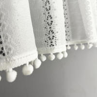 1Pc Cortina Corta De Pelo Bohemio Europeo Con Borde Tejido Blanco Para Cocina Con Bolsillo Para Rodillo Decoración De Armario - details 2