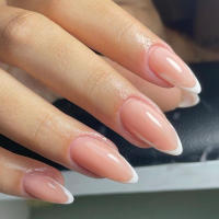 24Pcs Set Uñas Postizas De Acrílico Blancas Con Borde Ovaladas Adhesivas Fáciles De Usar Y Quitar Cubierta Total De Uñas - details 10