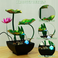 Fuente De Agua Para Mesa USB Con Piedras Naturales Y Luzes LED Fuente De Agua De Escritorio Estilo Zen Moderno Figura De Miniaturas - details 1