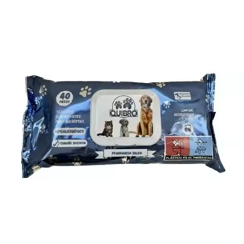 Toallitas Higiénicas Quibro para Perros y Gatos 40 unidades - Aroma Talco - 1