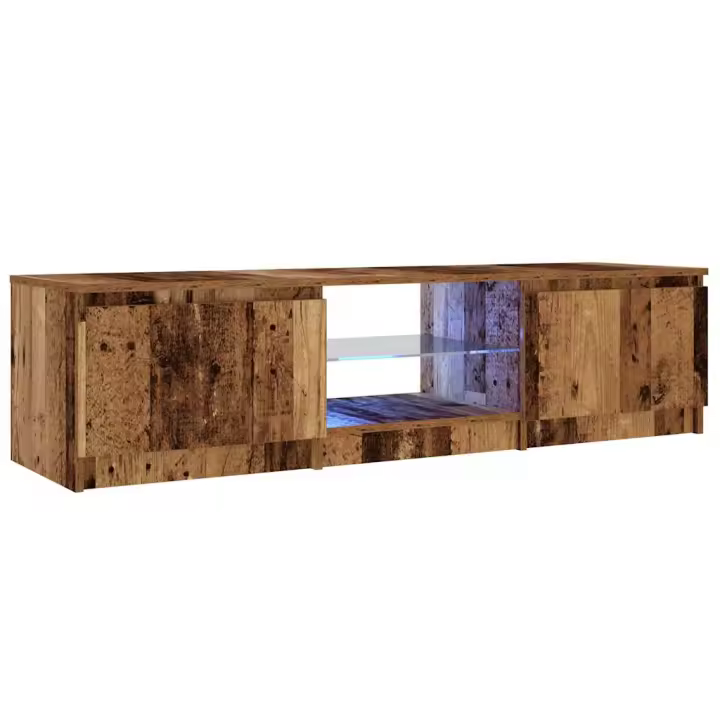 vidaXL Mueble TV luces LED madera ingeniería envejecida 140x40x35,5 cm - 1