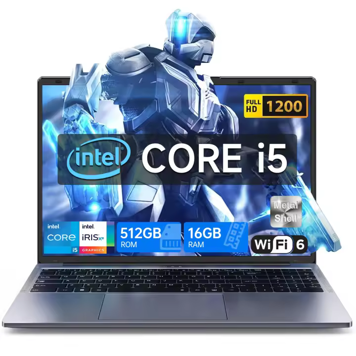Portátil VANWIN de 16 pulgadas, Procesador Intel Core i5-8210Y (Hasta 3,6 GHz), 16 de RAM GB, 512 GB de SSD, Pantalla FHD 1920x1200, WIFI5, BT 5,0, USB-A 3,0*3, Type-C, HDMI, conector para auriculares de 3,5mm, retroiluminado en Español. - 1
