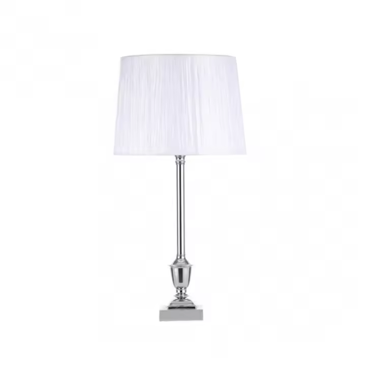Lámpara de Mesa FABRILAMP Sobremesa Roble Cromo Pantalla Blanca 60.5x30x30 Cm - 1