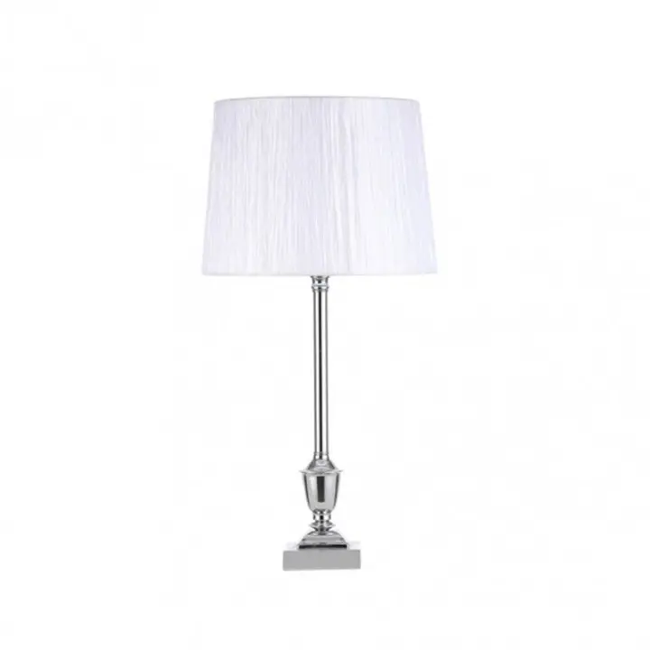 Lámpara de Mesa FABRILAMP Sobremesa Roble Cromo Pantalla Blanca 60.5x30x30 Cm - 1
