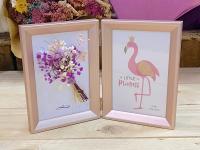 Porta fotos doble con ramo de flores preservadas para regalos de padres abuela madrina bebes madre amigas ramos artesanales de flores preservadas - details 2