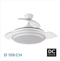 FABRILAMP Ventilador DC Ibe 59w 6980lm BLANCO 3 Asp.desp. 107d 3000-4000-6000k, 6 velocidades Remoto, Reg.intensidad, Memoria Y Temporizador Incluye mando a distancia y dos tijas de 10 y 25 centímetro Productos originales calidad de confianza - details 0