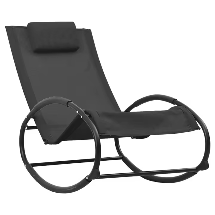 vidaXL Tumbona con almohada acero y textilene Negro, Gris, Crema Sillas de Exterior Ideal para jardín, playa, piscina, terraza Tumbona Piscina Tumbonas Playa Tumbonas Jardín Exterior - 1