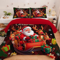 Set De Edredón Y Fundas De Almohada De Navidad Kawaii Con Dibujos De Ciervo Y Viejo 3 Piezas Funda De Edredón Y 2 Fundas De Almohada 100% Poliéster 90gsm - details 8