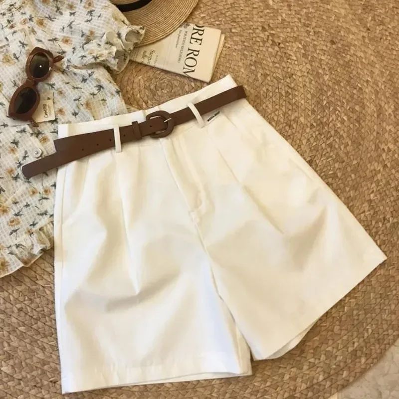 Nuevos Shorts De Pierna Ancha Para Mujer Verano Algodón Delgado A-Line Pantalones Cortos Casual Cierre De Cremallera Clásico Suave Oficina Lady