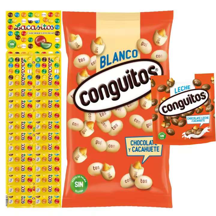 Pack Lacasitos bolsitas 18g,Conguitos blanco bolsa 1kg,Conguitos leche doypack 220g, - 1