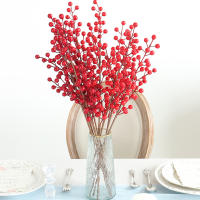 Bouquet De Berries Rojos Artificiales Para Decoración De Navidad Árbol De Navidad Adornos De Año Nuevo 2023 Accesorio De Flores Falsas Para El Hogar - details 0