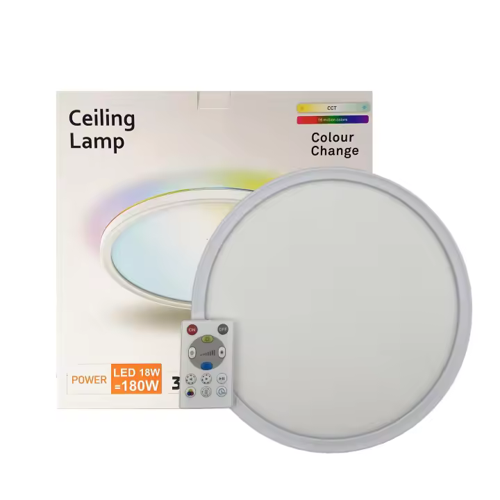 PLAFÓN CIRCULAR RGB + CCT REGULABLE, LÁMPARA TECHO SUPERFICIE, MANDO A DISTANCIA, Ø30X3CM, LUMILEDS CHIP, ILUMINACIÓN DE AMBIENTE INTERIOR, NO FLICK, PARA SALÓN, DORMITORIO Y BAÑO - 1