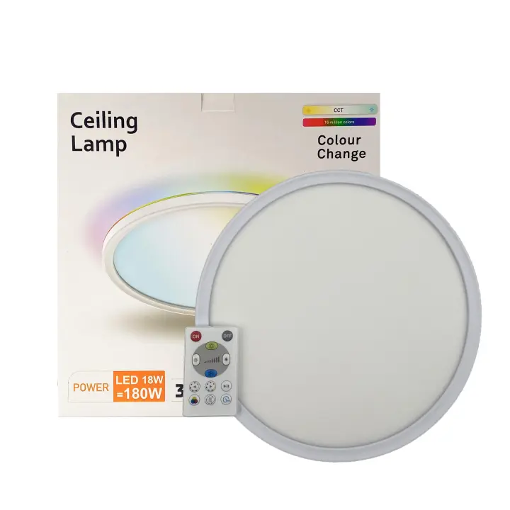 PLAFÓN CIRCULAR RGB + CCT REGULABLE, LÁMPARA TECHO SUPERFICIE, MANDO A DISTANCIA, Ø30X3CM, LUMILEDS CHIP, ILUMINACIÓN DE AMBIENTE INTERIOR, NO FLICK, PARA SALÓN, DORMITORIO Y BAÑO - 1