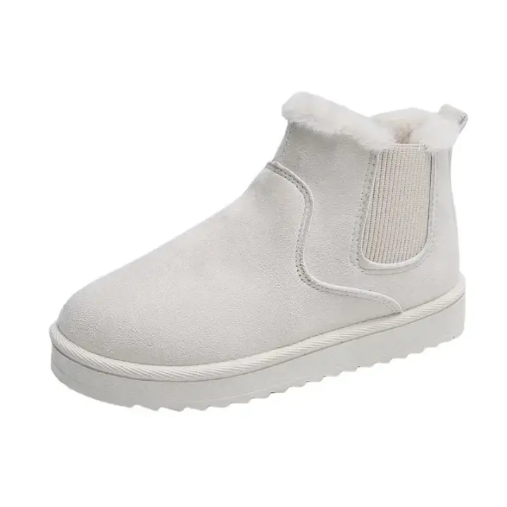 Botas De Nieve Para Mujer Invierno 2024 Lástima No Escurridiza Impermeable Plush Cálido Zapatos Planos Casuales Botas De Tobillo Slip on PU - 1