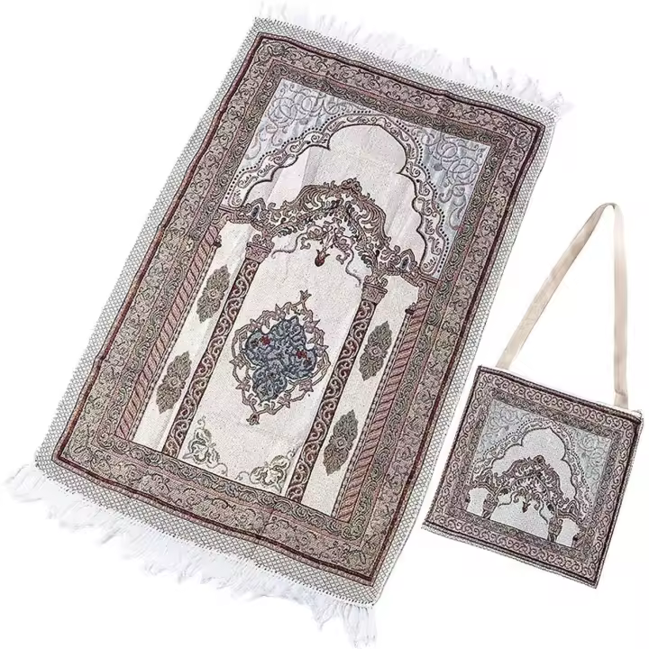 Alfombras de oración portátil, alfombras de oración de viaje plegable para musulmanos 105x65cm (GRIs) - 1