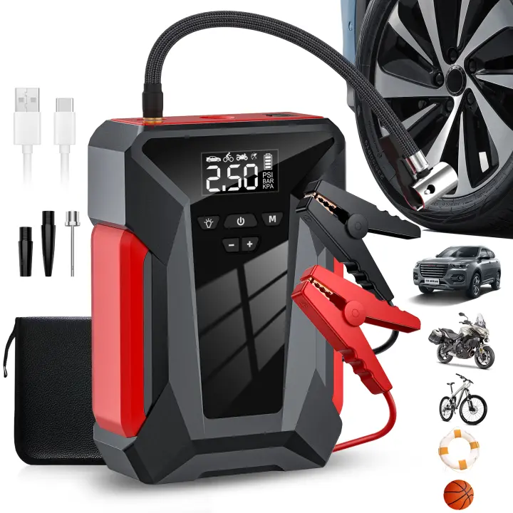 28000mAh Start Power Car Battery Jump Starter Portable Charger Car Booster Auto Starting Device Emergency Starter Air Pump - 1