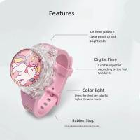 Reloj Electrónico De Unicornio Con Luz Y Música Rotatoria Para Niños Reloj De Pulsera Digital Deportivo Con Cierre De Hebilla - details 3