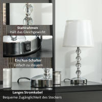 Lámpara de Mesa LED recargable por USB, lámpara de noche de Cristal, casete E27, ideal para salón y dormitorio, Cristal, color Plisado, 23x23x45 cm. - details 3